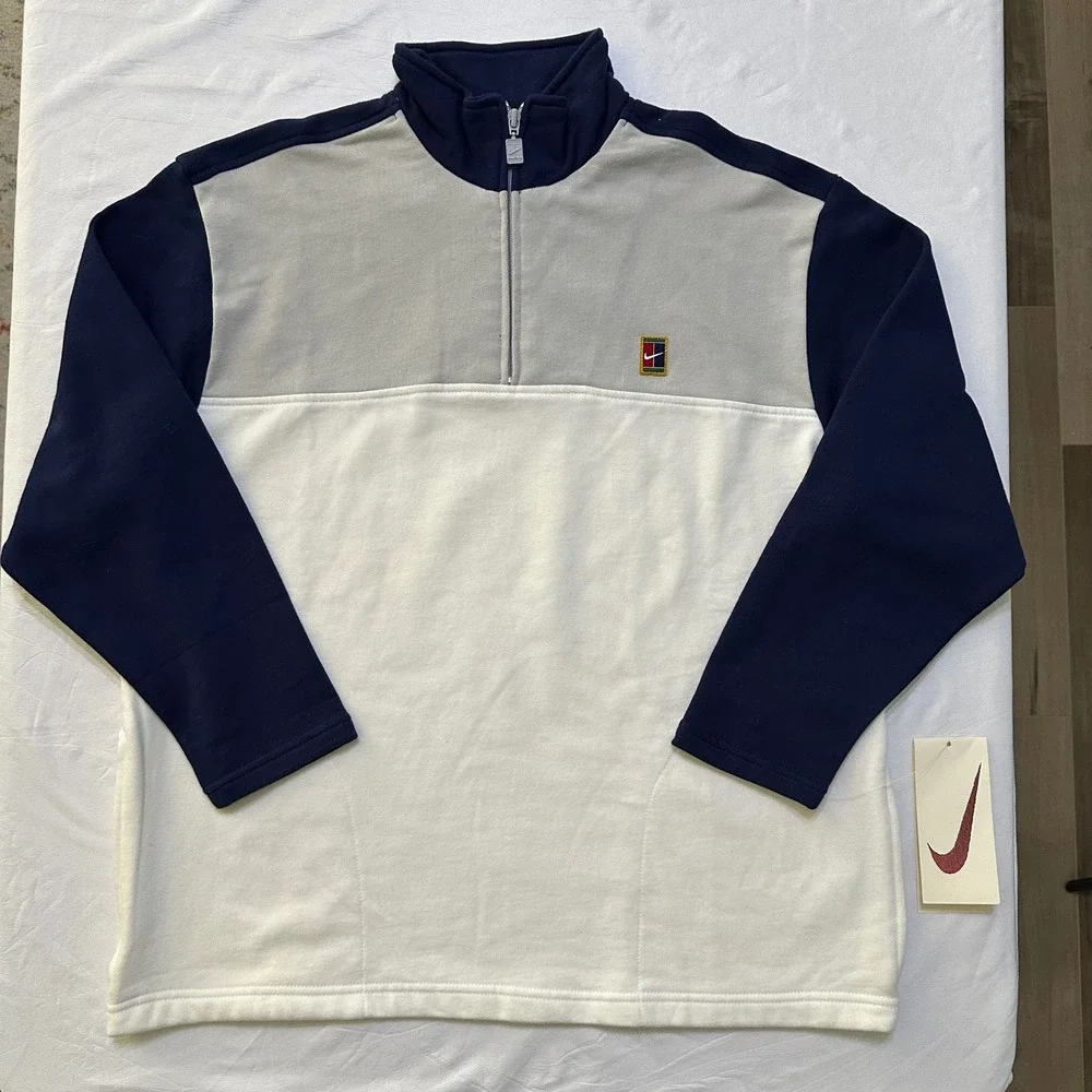 NWT VTG Nike Court 1/4‎ Zip Pullover Sweatshirt Womens M Colorblock Tennice Y2K